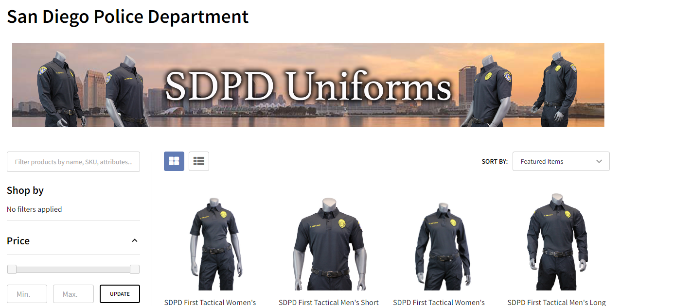 ACE Uniforms e-commerce site